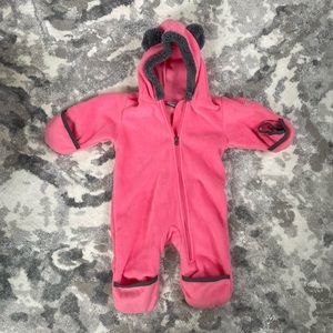Pink Columbia fleece baby bunting winter suit